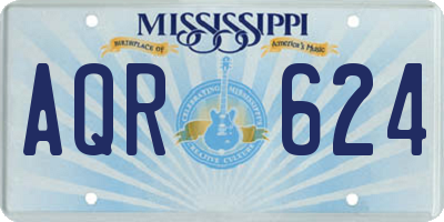 MS license plate AQR624