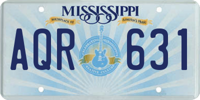 MS license plate AQR631