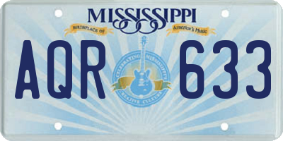 MS license plate AQR633