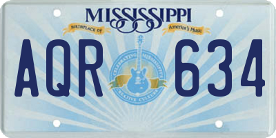 MS license plate AQR634