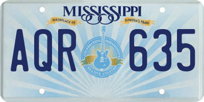 MS license plate AQR635