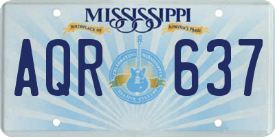 MS license plate AQR637