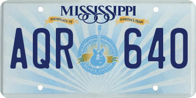 MS license plate AQR640