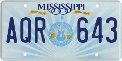 MS license plate AQR643