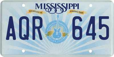 MS license plate AQR645