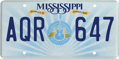 MS license plate AQR647