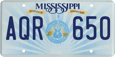 MS license plate AQR650