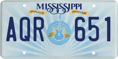 MS license plate AQR651