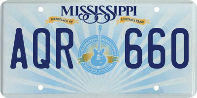MS license plate AQR660