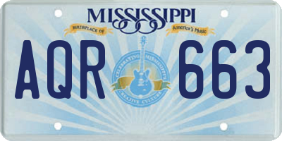 MS license plate AQR663