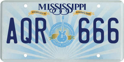 MS license plate AQR666