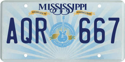 MS license plate AQR667