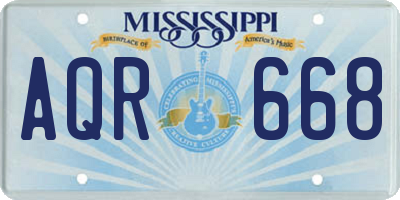 MS license plate AQR668