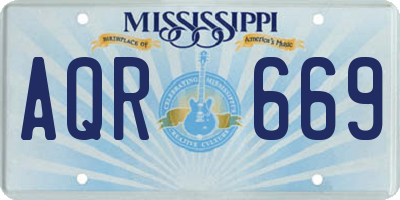 MS license plate AQR669