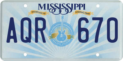 MS license plate AQR670