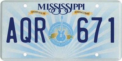MS license plate AQR671