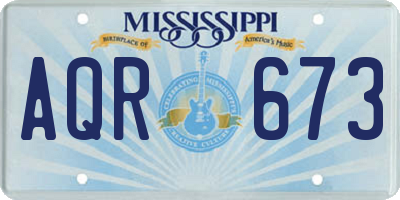 MS license plate AQR673