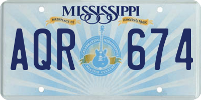 MS license plate AQR674