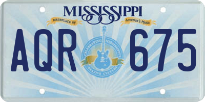 MS license plate AQR675