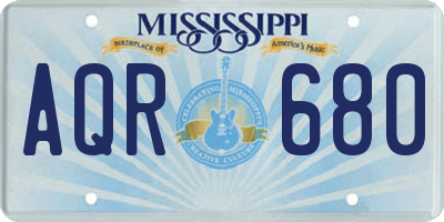 MS license plate AQR680