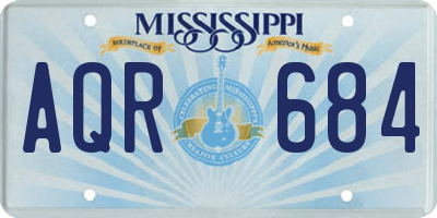MS license plate AQR684