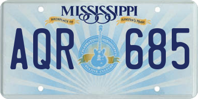 MS license plate AQR685