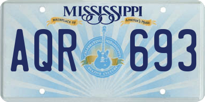 MS license plate AQR693