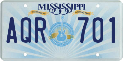 MS license plate AQR701