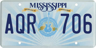 MS license plate AQR706