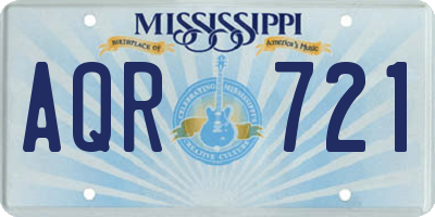 MS license plate AQR721