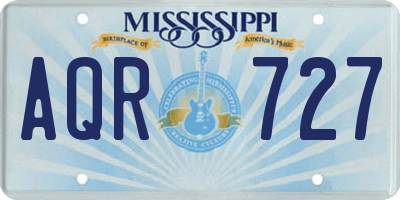 MS license plate AQR727
