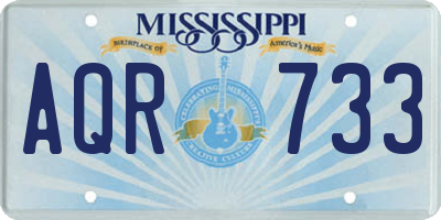 MS license plate AQR733