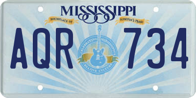 MS license plate AQR734
