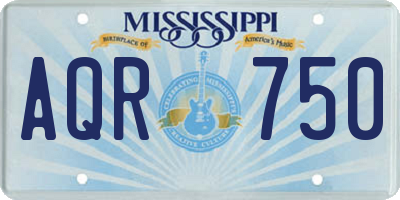 MS license plate AQR750