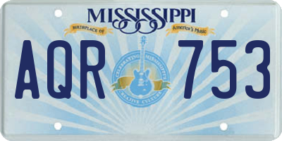 MS license plate AQR753