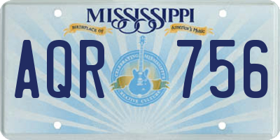 MS license plate AQR756