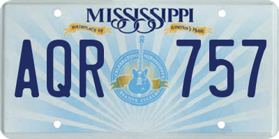 MS license plate AQR757