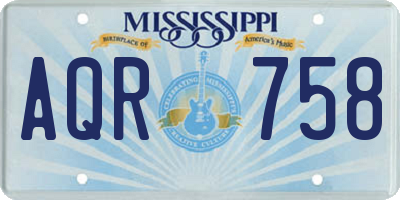 MS license plate AQR758