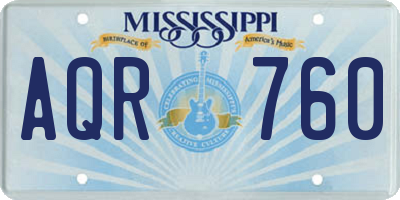 MS license plate AQR760