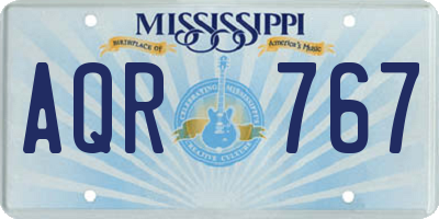 MS license plate AQR767