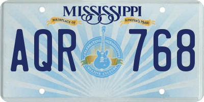 MS license plate AQR768