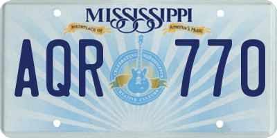 MS license plate AQR770