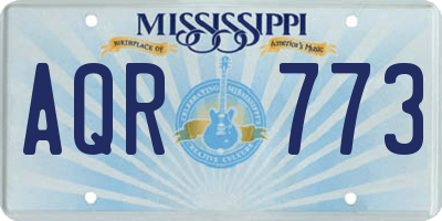 MS license plate AQR773