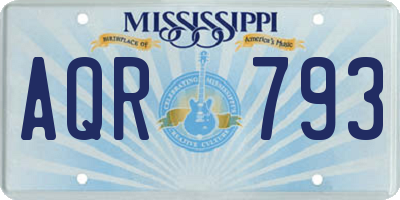 MS license plate AQR793