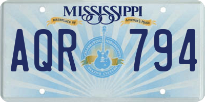 MS license plate AQR794