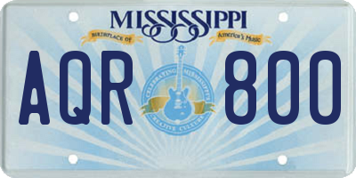 MS license plate AQR800