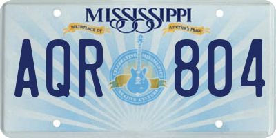 MS license plate AQR804
