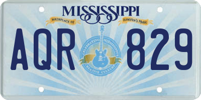 MS license plate AQR829