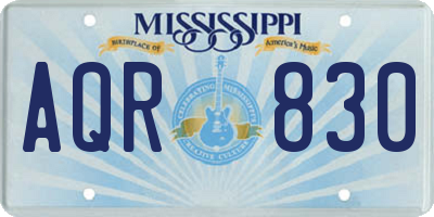 MS license plate AQR830