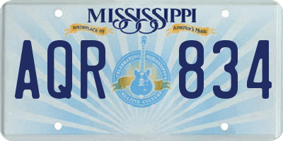 MS license plate AQR834